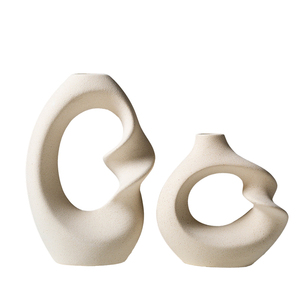 Vases en céramique avec herbe de la pampa séchée naturelle, style campagne française, pour décoration moderne de la maison, bouquet, base antidérapante, pour mariage - Product Image 6