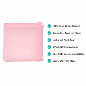 Sacs de conservation alimentaire pliables en silicone de qualité alimentaire, étanches, résistants aux fuites, compatibles micro-ondes et congélateur, réutilisables - Product Image 6
