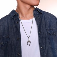 BINSHUO — pendentif pour hommes, collier Punk Trident, en acier inoxydable, Hip-hop, cadeaux pour garçons