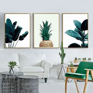 Moderne Leinwand 3 Stück nordische Ananas Malerei botanische grüne Blatt Bild, um Wand kunst Dekoration zu drucken