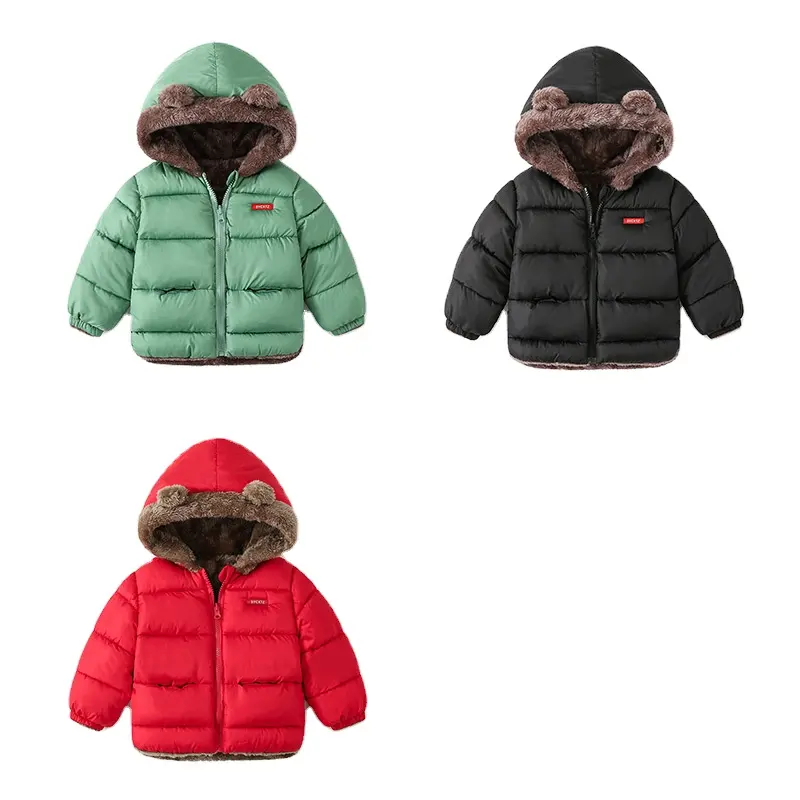 2023 cappotto di cotone per bambini di colore solido di vendita caldo Parka con cappuccio addensato caldo cappotto invernale per bambini di media lunghezza