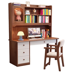 Bureau d'étude monobloc en bois massif avec étagère intégrée <span class=keywords><strong>pour</strong></span> enfants, avec fonctions d'écriture <span class=keywords><strong>pour</strong></span> étudiants, bureau informatique - Product Image 5