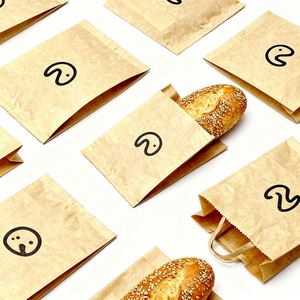 Customized Professional Eco-Friendly Greaseproof PE Coated Disposable <b>Paper</b> <b>Bags</b> for Burger Bread Food Takeout with Logo - Product Image 3