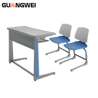 Meubles de classe de haute qualité GUANGWEI, cadre en alliage d'aluminium, table et chaises pour lycée, bureau double pour étudiants