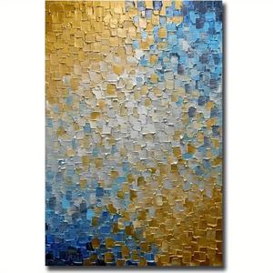 Personnaliser encadré grande taille <span class=keywords><strong>bleu</strong></span> or moderne texturé épais abstrait mur Art décor peinture acrylique pour la maison salon - Product Image 3