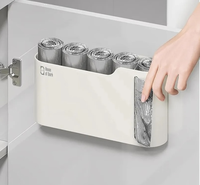 Organisateur de cuisine mural sans perçage, boîte de rangement rectangulaire en plastique moulé par injection avec extraction et support pour sac poubelle