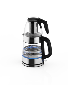 Tetera Eléctrica Turca de 1.2L con Doble Olla y Control Digital de Temperatura 40-100°C ° C Mantiene el calor, seca y protege contra el hervido. - Product Image 2
