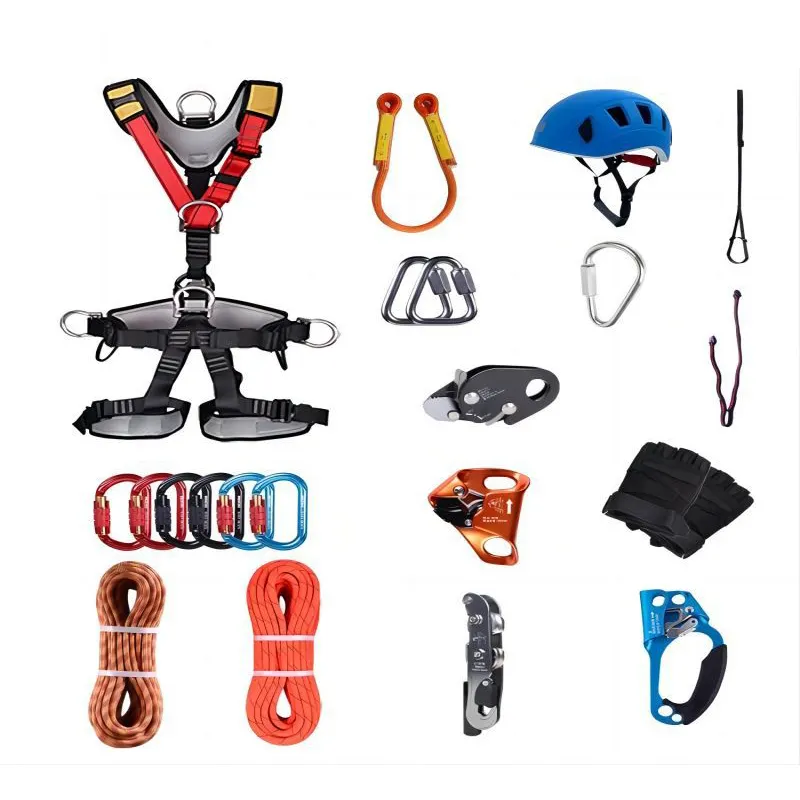 Outdoor Montanhismo Escalada Downhill Anti-Queda Equipamentos Auxiliares Kit Ascender Subida Segurança Corda Proteção Set