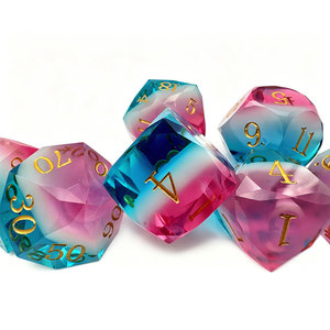 Custom Three Tone Marble Pattern Sharp Edge Polyhedral Resin <b>Dice</b> for DND RPG Board Games - Product Image 2