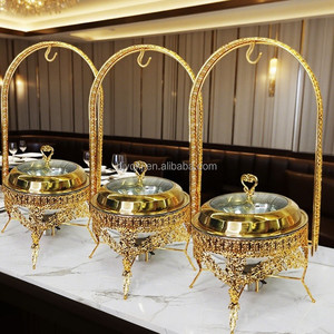 Scaldavivande Dorato da 8L per Catering, Lussuoso Contenitore per Buffet con Coperchio Sospeso, Chafing Dish per Hotel, Matrimoni e Feste - Product Image 1