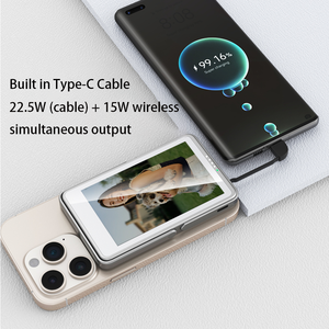 Batería portátil mini con pantalla de tinta electrónica, carga inalámbrica magnética de 5000 mAh, con cable integrado y logotipo personalizado, gran éxito de ventas. - Product Image 3