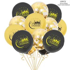12 inç ramazan Eid Mubarak balonlar İslam müslüman Eid parti malzemeleri siyah ve altın hajj mubarak balonlar