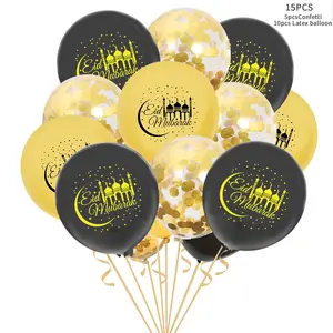 Palloncini Ramadan Eid Mubarak da 12 Pollici, Articoli per <span class=keywords><strong>Feste</strong></span> <span class=keywords><strong>Islamiche</strong></span> Musulmane, Palloncini Hajj Mubarak Neri e Oro - Product Image 3