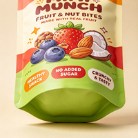 Sachets refermables mats personnalisés à faible MOQ avec impression de dessins animés pour enfants, idéaux pour fruits, chips, céréales et snacks