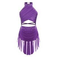 Vêtements de danse de performance 6-16 ans Costume de danse Lyrical Rhinestone dos nu justaucorps enfants filles robes de danse