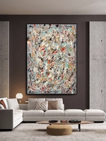 Peinture abstraite Pollock peinte à la main sur toile de lin, grande œuvre d'art moderne sur toile, sans cadre, décoration murale pour chambre à coucher, livraison directe OEM