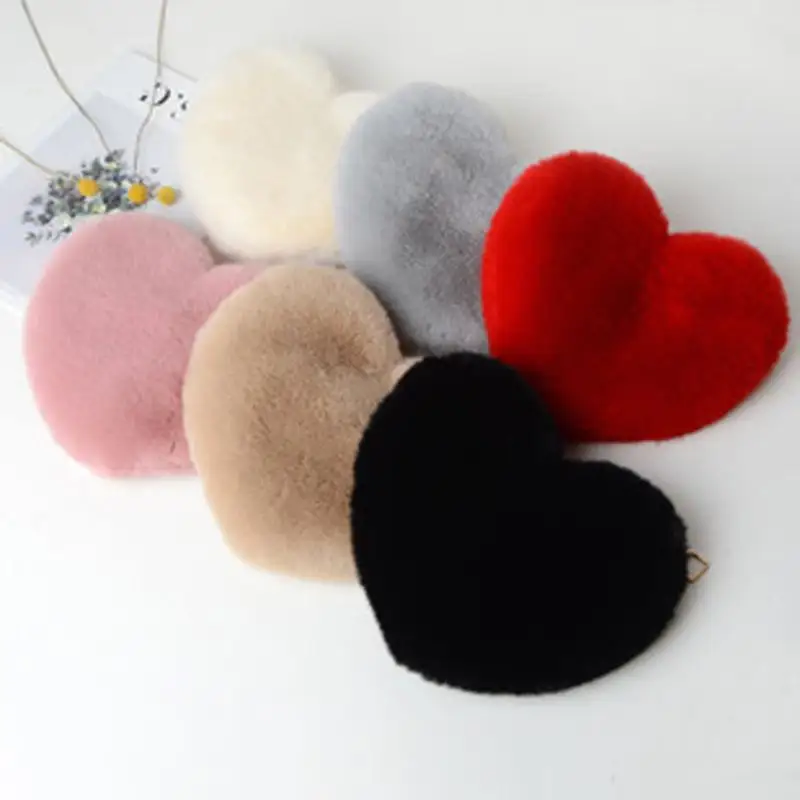 Fashion Valentine's Day Gift chain Plush Women Heart Shape Faux Fur shoulder bags sling crossbody bag purse