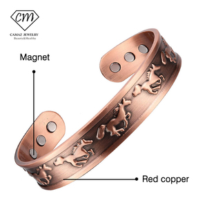 ECAMAZ Bracelet manchette en cuivre vintage motif cheval, thérapie magnétique, unisexe, ornement quotidien pour la santé - Product Image 3
