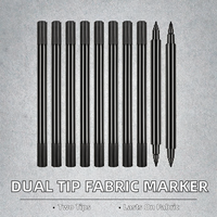 Marqueurs textiles PLA à double pointe, encre permanente pour vêtements et chaussures, stylos de peinture décoratifs noirs (pointe pinceau/pointe fine 1,0 mm)
