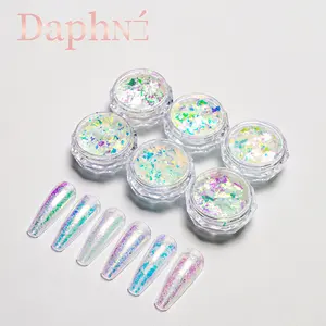 Eco-friendly Iridescent nail effects transparent color shift aurora flakes