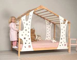 <span class=keywords><strong>Lit</strong></span> d'activités <span class=keywords><strong>Montessori</strong></span> classique en bois avec mur d'escalade - <span class=keywords><strong>Lit</strong></span> de jeu pour enfants adapté aux enfants de 2 à 4 ans - Product Image 3