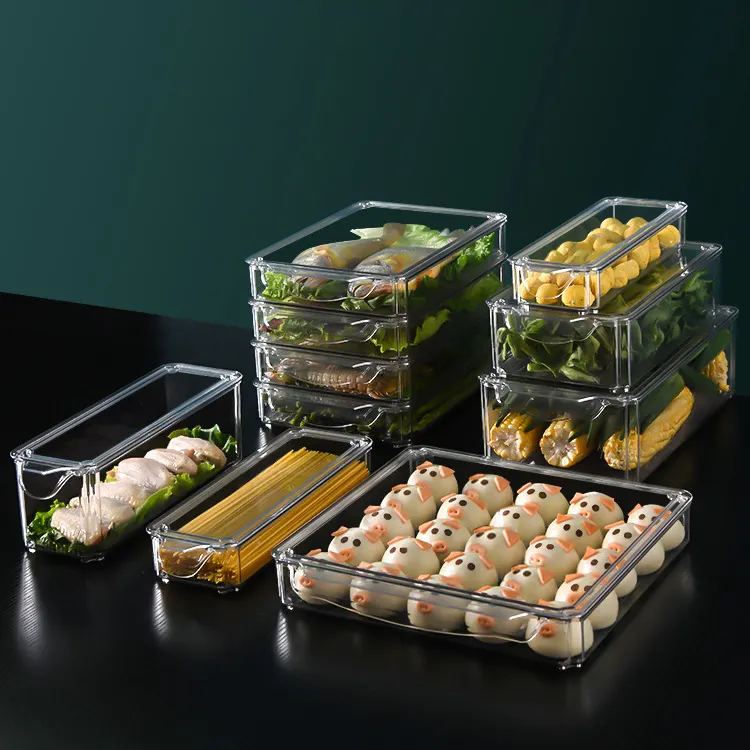 Cucina trasparente cibo per animali domestici frutta e verdura cestino portaoggetti in plastica congelatore ermetico Ref frigorifero contenitore contenitore Set con coperchi