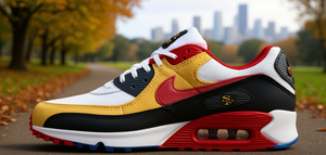 Nike <span class=keywords><strong>Air</strong></span> <span class=keywords><strong>Max</strong></span> <span class=keywords><strong>90</strong></span> San Francisco 49ers Chaussures de course unisexes Tige en mesh Semelle extérieure en caoutchouc Semelle intermédiaire en EVA Printemps - Product Image 2