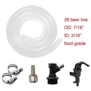 Línea de gas CO2 de plástico PVC Línea de tubo de manguera de cerveza de 3 <span class=keywords><strong>pies</strong></span> y 5 <span class=keywords><strong>pies</strong></span> con grifo y desconexión de barril de bloqueo de bola - Product Image 2