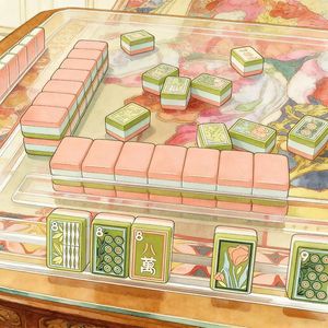 Mahjong américain de luxe, nouveau modèle, vert, en mélamine, quatre étages, 160 pièces, en acrylique, pliable, durable, écologique, résistant à l'eau - Product Image 1
