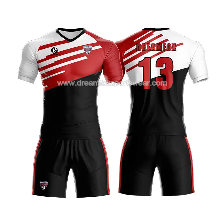 Aanpassen Sublimatie Voetbal Sportkleding Ontwerp Uw Eigen Voetbal Jersey Goedkope China Zwarte Rode Voetbal Shirts