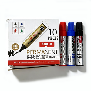 Marqueur permanent super jumbo JK-6018, largeur d'écriture 10 mm, couleurs rouge, bleu, noir, pointe biseautée. - Product Image 3