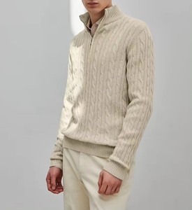 Suéter con Capucha y <span class=keywords><strong>Cuello</strong></span> <span class=keywords><strong>Alto</strong></span> de Lana/Cachemira para <span class=keywords><strong>Hombre</strong></span>, Tallas Grandes, con Cierre de 1/4, Diseños Personalizados con Logotipo, ODM, Invierno - Product Image 5