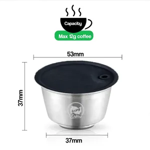 Filtres à café réutilisables Icafilas pour machine <span class=keywords><strong>Lumio</strong></span>, filtres en acier inoxydable <span class=keywords><strong>Gusto</strong></span> Maker, dosettes filtrantes en acier inoxydable avec couvercle en silicone - Product Image 2