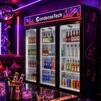 Vitrine Réfrigérée à Trois Portes en Verre, Refroidissement par Air, Éclairage LED, 1500L, pour Chocolaterie