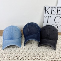 Casquette de baseball polyvalente en jean uni unisexe printemps-été, visière déchirée, style vintage simple, chapeau de soleil souple