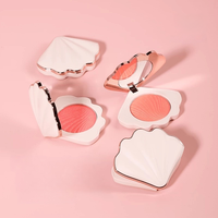 Emballage de fard à joues en poudre en plastique 4.8g Boîte d'ombre à paupières de maquillage en forme de coquille avec miroir Vide Cosmétique Compact