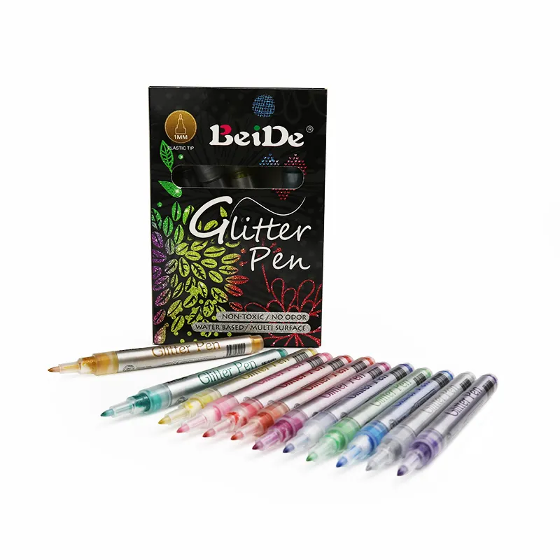 Metallic Paint Pens Set Permanent Glitter Marker For Stone Glass Metal Fabric