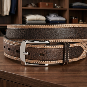 BS INTERNATIONAL NA101 <b>Mens</b> Formal Square Pin Buckle Steel <b>Belt</b> Eco-Friendly Waterproof Heavy Duty Cow Hide - Product Image 1