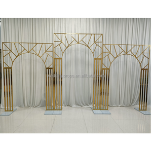 C-025ที่นิยมราคาถูกจัดงานแต่งงานโลหะโค้งทอง Shinny กรอบฉากหลังยืนสำหรับการตกแต่งงานแต่งงานเวที - Product Image 2