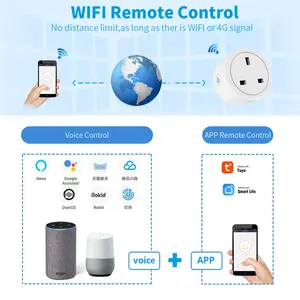 Tuya 20A anh thông minh kết nối ổ cắm Wifi 3 pin cắm với alaxa Google nhà thông minh bằng giọng nói điều khiển từ xa