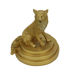 Estatua de Animal de lobo sentado dorado personalizada, adorno de resina con Base Circular para decoración del hogar o ornamentación de la casa del jardín - Product Image 4