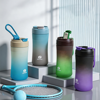 Gobelet à café PC 400 ml pour enfants, ouverture à boire directement, avec poignée – Étanche, réutilisable, écologique, sans danger pour les aliments, pour la rentrée scolaire
