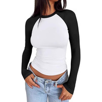 Chemise à manches longues pour femmes automne fille chaude mince couleur élastique correspondant légèrement court haut en soie de lait