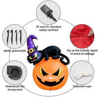 Décoration d'Halloween gonflable de 1,2 m Chat Noir et Citrouille avec Lumières LED pour Jardin et Pelouse Extérieurs, Idéale pour les Fêtes