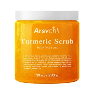 Private Label Skincare Scrub biologico esfoliante per il viso miele esfoliante zucchero sale cura della pelle del corpo Gel per la pulizia del viso alla curcuma