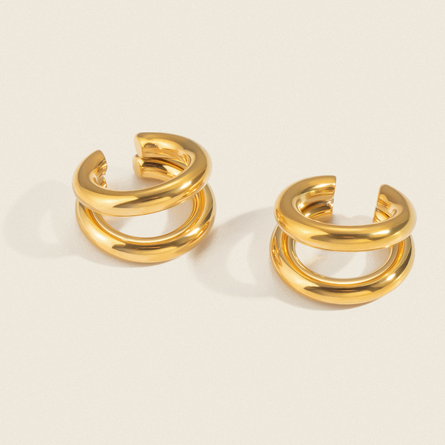 X&L Minimalist Geometric 18K Gold Plated Stainless Steel Non Pierced Ear Cuff Earrings for Women Fashion Jewelry Gifts Wholesale