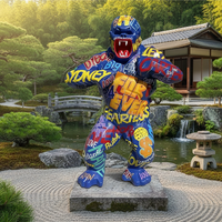 Statue de gorille graffiti moderne en résine, sculpture d'art faite à la main, modèle réaliste, taille personnalisée pour extérieur, jardin, rue, galerie, maison