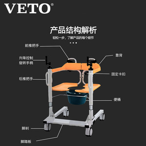 Silla de ruedas manual, silla de ducha, modelo con altura ajustable por manivela, ayuda para la movilidad, silla de cuidado para ancianos postrados en cama y con discapacidad - Product Image 1