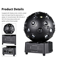 Projecteur de scène DMX512 150W 15 canaux, 33x3W LED, 6x5W blanc/doré, stroboscope scintillant, télécommande vocale, lumière DJ disco pour fête
