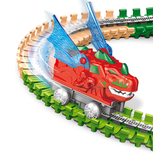 300 pièces Jouets Voiture électrique dinosaure anti-gravité avec blocs de construction et circuits flexibles en plastique, avec musique et lumière, en vente - Product Image 3
